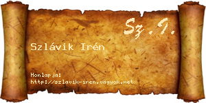 Szlávik Irén névjegykártya